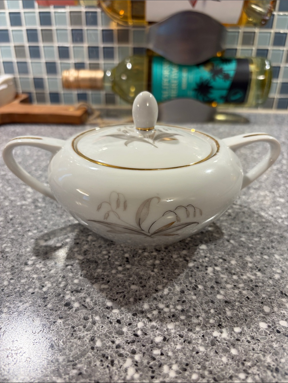 Kaysons Golden Rhapsody Sugar Bowl with Lid